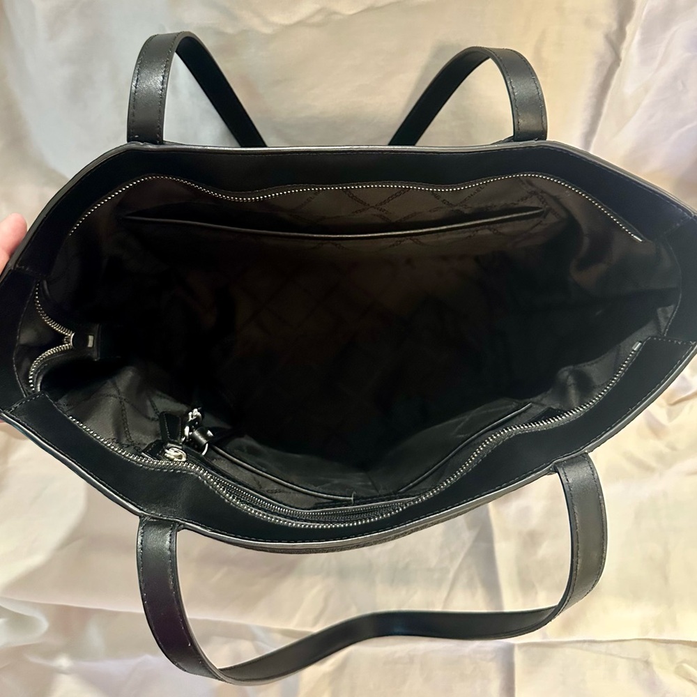 Michael Kors Black Pebbled Leather Tote with Signature Tag - Picture 4 of 10
